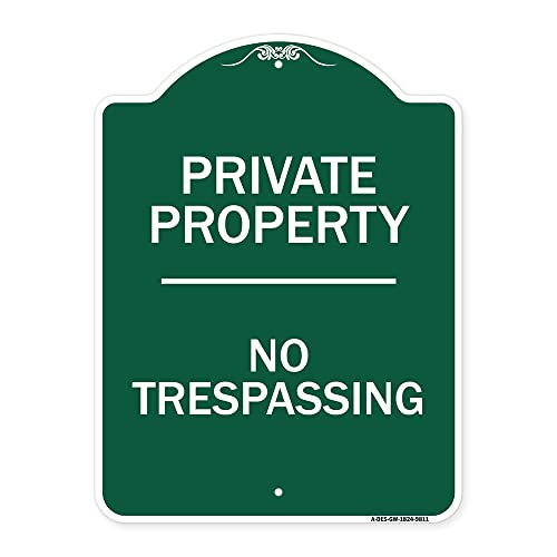 SignMission Designer Series Sign - No Trespassing | Green & White 18" x 24" Heavy-Gauge Aluminum Architectural Sign | Protect Your Business & Municipality | Made in The USA