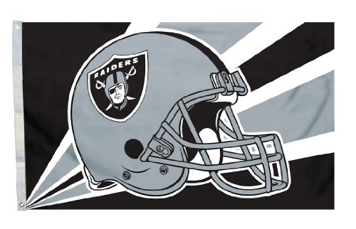 Fremont Die NFL Flag with Grommets, Oakland Raiders, Helmet, 3 x 5-Foot
