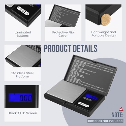 Báscula digital de bolsillo Flexzion 100g con precisión 0.01g miniatura 3