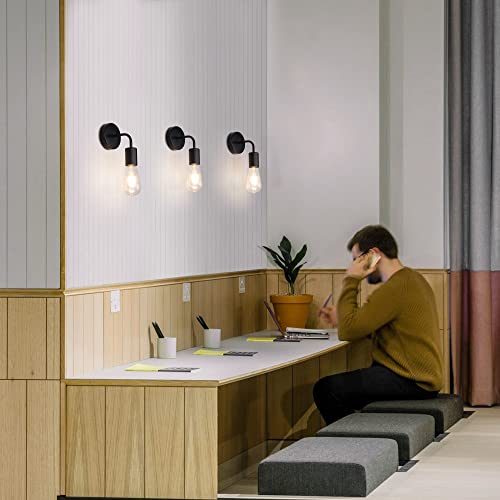 MantoLite Zwart Wandlamp, E27 Edison-lampen Wandkandelaar Vast Bedraad Lamphouder,Industriële Leeslamp Wandlampen Voor… - Afbeelding 5