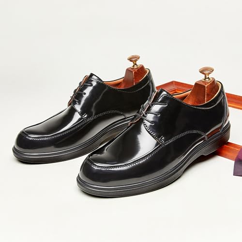 Men's Bright Genuine Leather Dress Oxfords Shoes Fashion Patent Leather Round Toe Lace Up Low Top Derby Shoes Casual Business Office Wedding Formal Shoes4