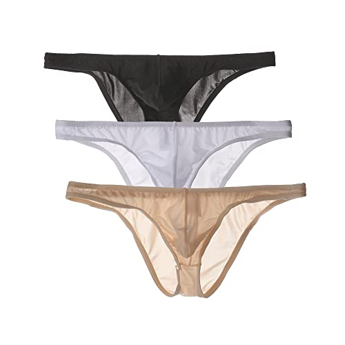 COMLIFE Men's Low Waist Panties Breathable Ice Silk Bulge Pouch Bikini Briefs Underwear Underpants