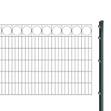 Schmuckzaunset inkl. Pfosten zum Einbetonieren (Höhe: 120 cm, Länge: 4,2 m) | Doppelstabmatten mit Zierleiste ’Ring’, Anthrazit | UV- und witterungsbeständig