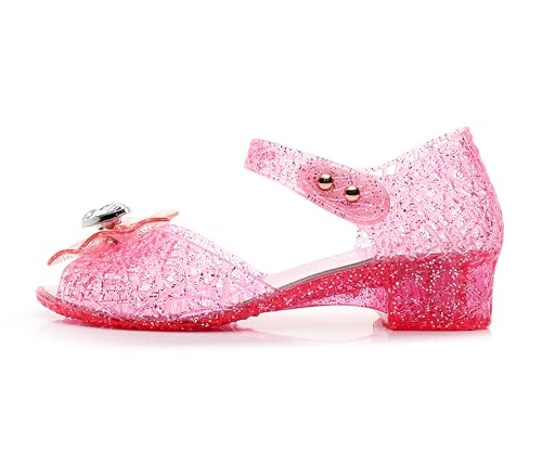 Princess Sandals Jelly Shoes for Girls, Snow Queen Little Girls Toddler Glitter Dress Flats with Bow Birthday Frozen Inspired Party Cosplay Costumes4
