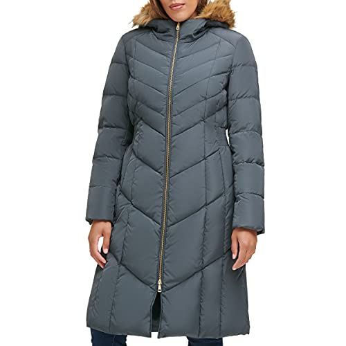 Cole Haan Women's Long Taffeta Down with Chevron Quilt Pattern