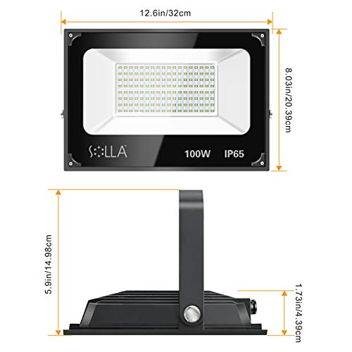 Solla 2 Pack 100W Led Flood Light, 8000Lm 3000K Warm White Exterior Flood Lighting, Outdoor Indoor Flood Light Fixture Landscape Security Floodlight Spotlight For Yard, Garden, Garage, Rooftop #TOP5