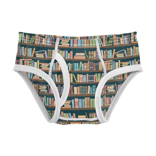 Boys' Exclusive Briefs Toddler Underwear 95% Combed Cotton Boxerbriefs 2T Bookshelf Pattern 52