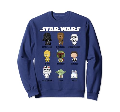 Sweat Star Wars homme pull pixel vintage vêtement geek noir