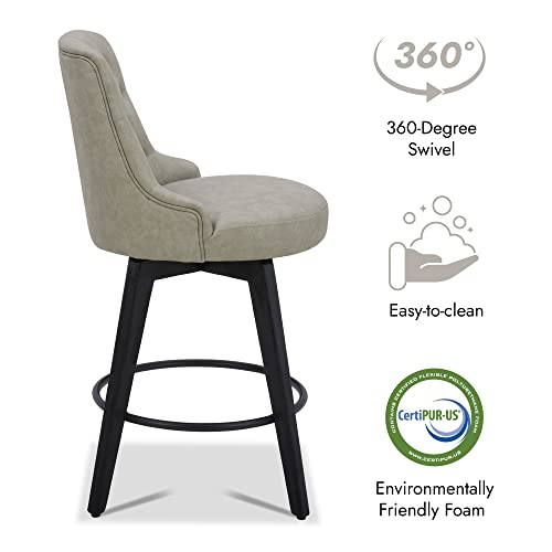 Image of Watson & Whitely Counter Height Bar Stools Swivel Barstools, Stone Grey
