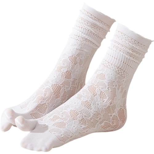 Women Lace Split Two Toe Sock Japanese Tabi Flip Flops Sandal Socks Ruffle Frilly Sports Casual Socks