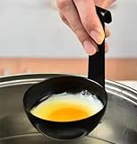 MVM Enterprise Stainless Steel Egg Poacher Cup Nonstick Egg Cooker for Poached Eggs, Boiled Egg Maker with Hanging Hook Mold Non-Stick Egg Cooker Ring (1 pcs), 5.3 liter, Black