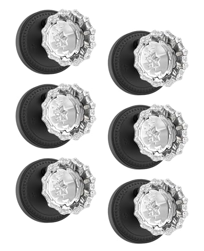 Asidrama 6 Pack Matte Black Privacy Crystal Door Knobs