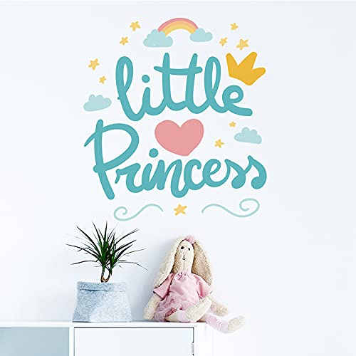 Image of Little Princess Sign with Crown Heart Wall Art Sticker for Girls Room Playroom Baby Nursery Wall Decoration Bedroom Door Study Boho Nursery Wall Decoration Playroom Decor