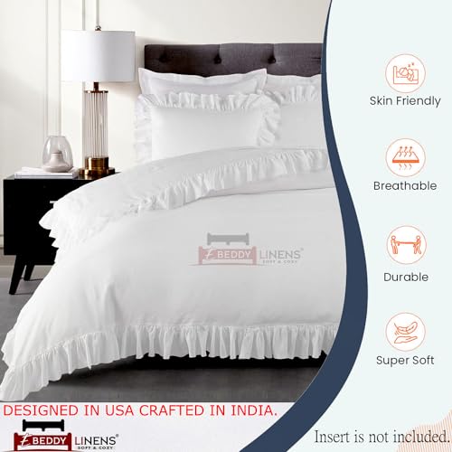 Funda de edredón Super King eBeddy Linens de algodón egipcio con volantes 4