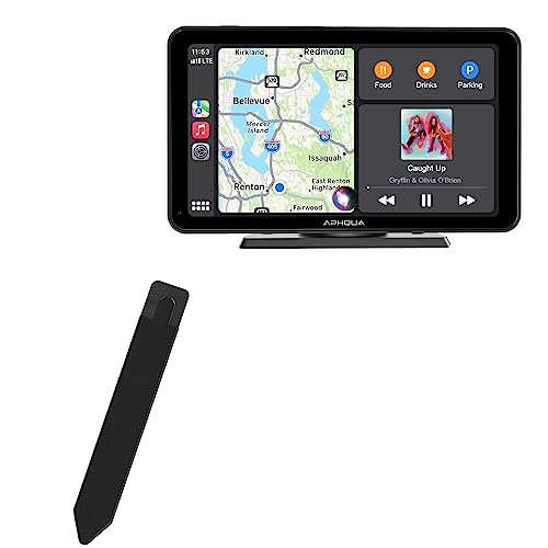 BoxWave Stylus Pouch Compatible with APHQUA Car Stereo with Backup Camera (7 in) - Stylus PortaPouch, Stylus Holder Carrier Portable Self-Adhesive - Jet Black