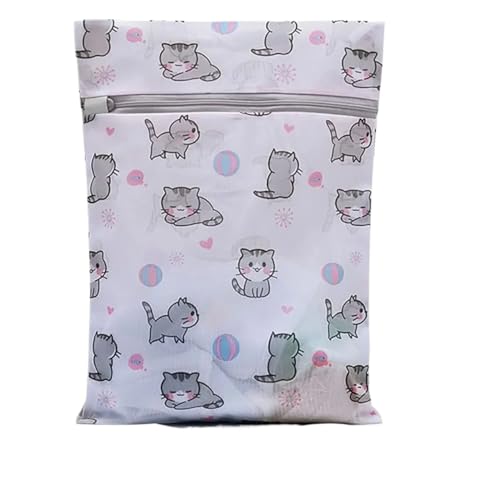Bolsa de lavandería de malla de gato impresa de 50 x 60 cm lavable 2