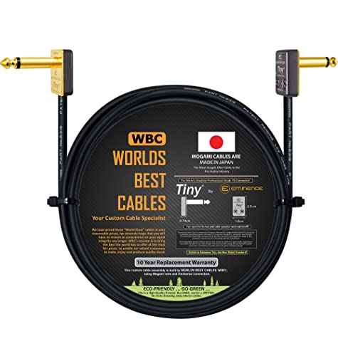 1 Meter - Pedal, Effects, Patch, Instrument Cable Custom Made by WORLDS BEST CABLES – Made Using Mogami 2319 Wire & Eminence Tiny Gold Plated ¼ inch (6.35mm) R/A TS Connectors