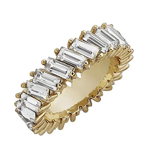 Elieeny Jewelry Ring Love Rings Women Full Rectangle Faux Crystal Inlaid Finger Ring Wedding Party Jewelry Gift Wedding Band Best Gifts for Love with Valentine's Day (Clear,US 6)