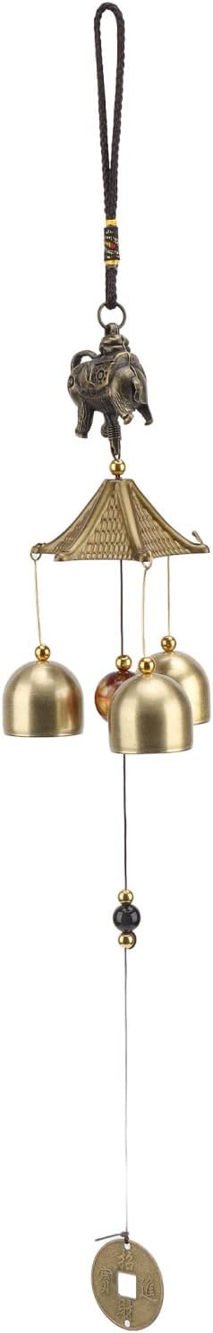 Generic Elephant Wind Chimes, Chinese Style Feng Shui Lucky Bells with Crisp Music for Home Decoration, Doorbell