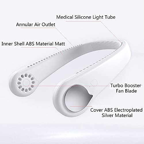 Ventilateur de cou portable et rechargeable blanc à 3 vitesses - 4