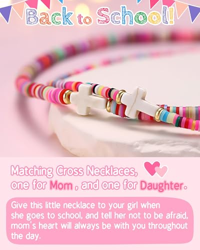 First Day of Kindergarten/Preschool Gift Back to School Matching Mother Daughter Cross Necklace3