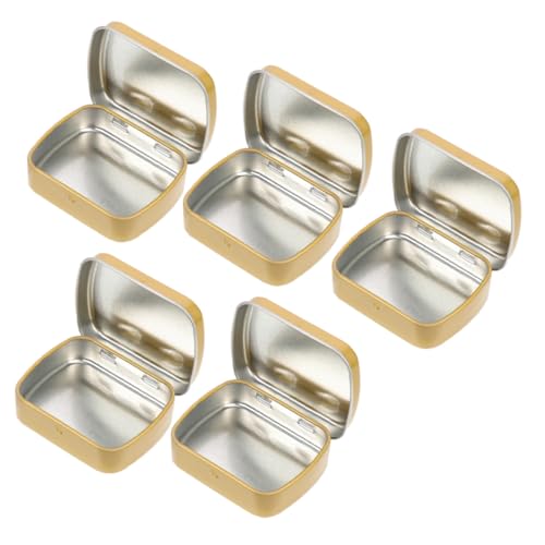WOONEKY 5 piezas Caja de Almacenamiento de Hierro Portátil Organizador Pequeño con Tapa Abatible Caja Rectangular para Dulces y Artículos Pequeños Resistente y Ligera para Oficina y Hogar