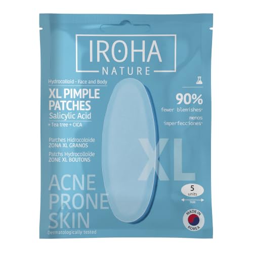 IROHA NATURE - parches granos ácido salicílico | 5 uds | árbol de té, centella asiática, hidrocoloide, transparente, 8 horas