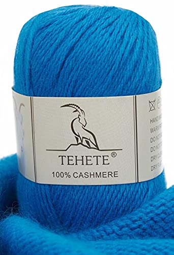 TEHETE Ovillo de lana, 100% puro Cashmere Suave de Lujo Ligero para manta, ganchillo y tejido - Blue, 015 Cover