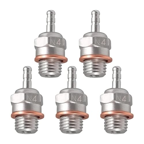 5Packs RC Glow Plug #4 N4 Medium Hot Spark Nitro Engine Parts 70117 Compatible with Traxxas Kyosho...