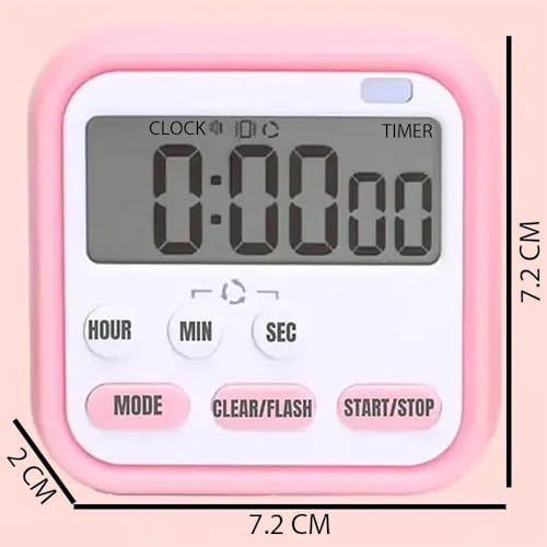 Image of LENTRAO Digital Kitchen Timer with Loud Alarm | Magnetic Back, Foldable Stand & Hanging Hook | Large LCD Countdown & Count Up Timer for Cooking, Baking, Study, Classroom, Gym & Office | Pink