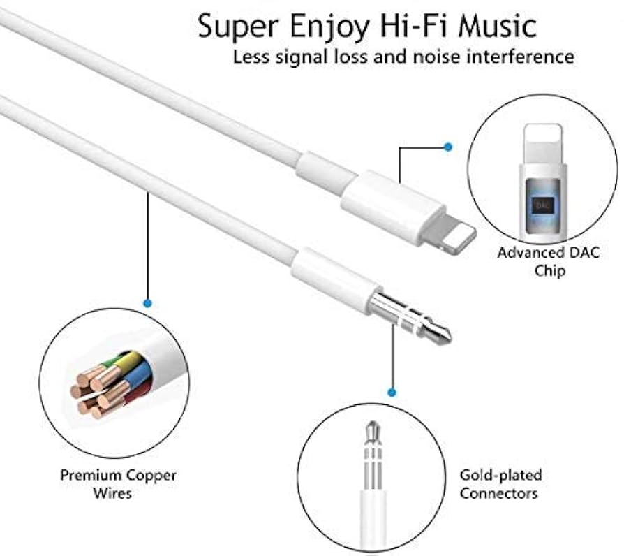 Apple純正　Lightning-3.5 mm stereo jack 8本 Aux Music 8 Pin Adapter 1 to 2 Male Lightning to Lightning