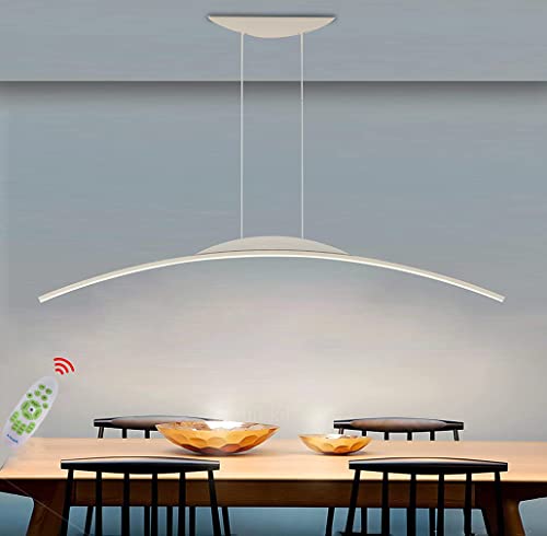 KANBUN Modern Dimmable Arch Design Pendant Lamp for Kitchen Dining Room Bar Height Adjustable Black Chandelier for Living Room Office Ceiling Lighting Fixture