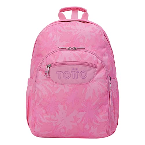TOTTO - Mochila Escolar Adaptable a Carro, Modelo Acuareles, Capacidad 20 L, Bolsillo para Pc 14, 2 Bolsillo Botella, Espaldar Ergonómico con Flujo de Aire, Cómodas Correas en S, Estampado Margaly