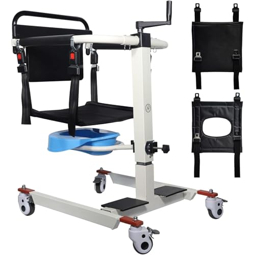 Patient Lift Transfer Chair, Patient Lift for Home Portable Car Lift Transfer Lift Wheelchair Transfer Lift Aid for Disabled and Elderly Nursing Bedside Commode Transport Chair (Basic + Bedpan)