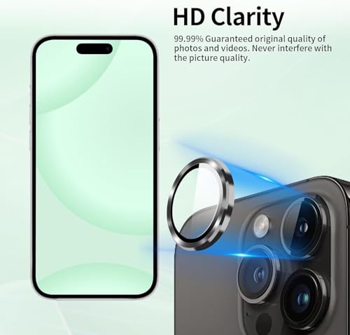 Image of Camera Lens Protector Compatible with iPhone 16 Pro (Pack of 3) | 9H Tempered Glass Camera Lens Guard | Scratch Resistant | HD Clear | Anti-Fingerprint | Easy Installation | Bubble Free