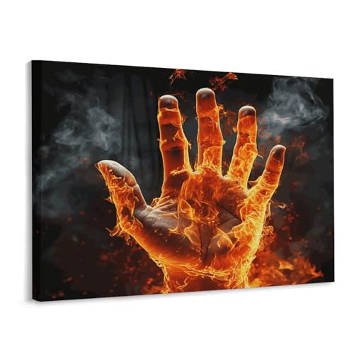 Toile murale flamme de feu encadrée pour salon et bureau