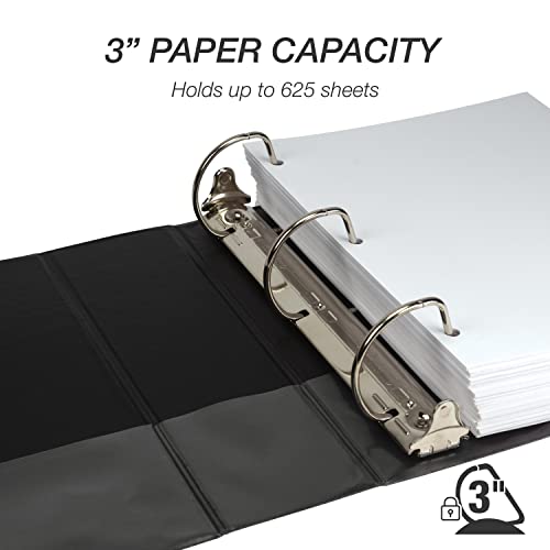 Image of Samsill Durable 3 inch 3 Ring Binder, D Ring Binder, 100% Recycled Chipboard, Black, 12 Pack