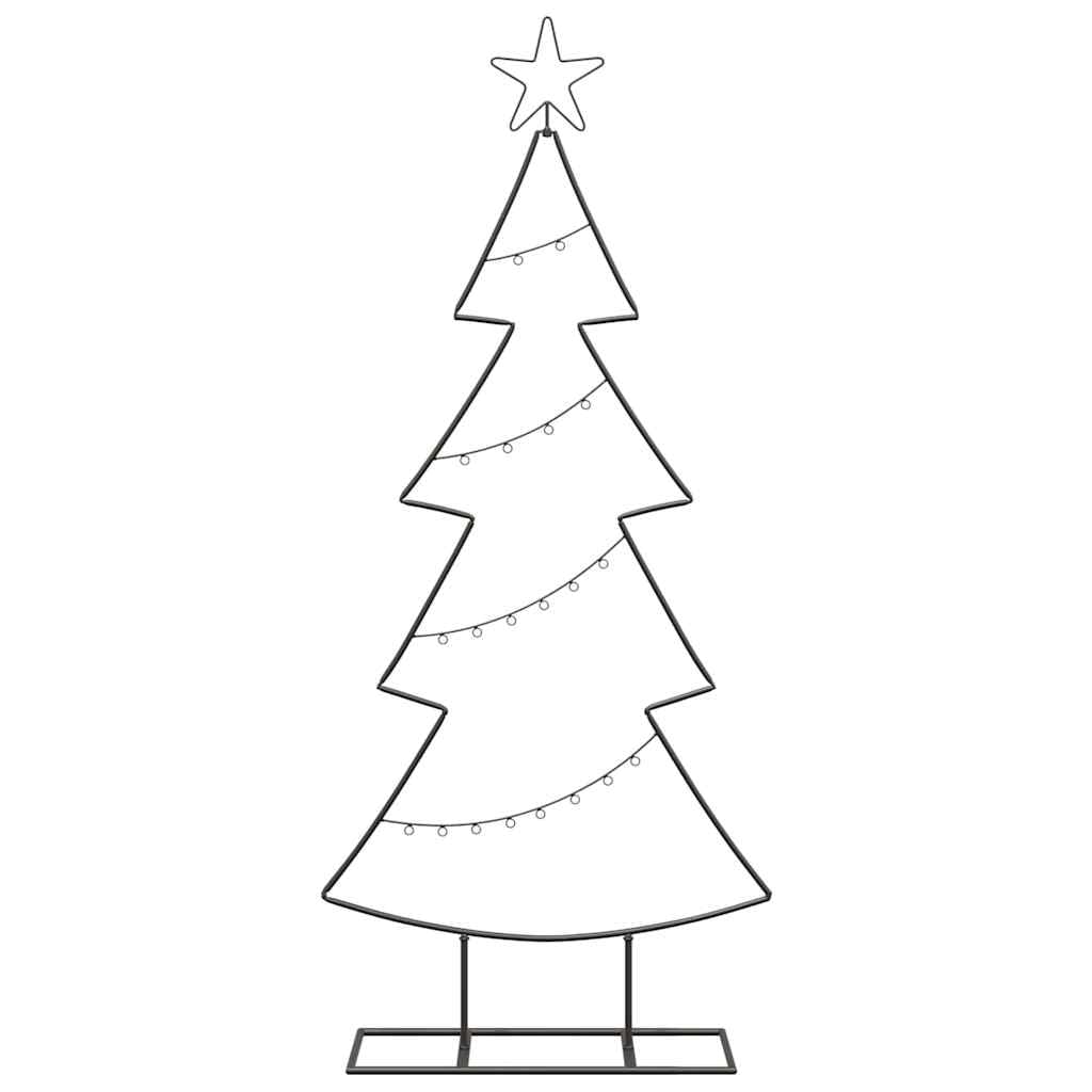 Albero Di Natale In Metallo Nero 125 Cm | Design Minimalista, Per Interno O Esterno Riparato, Base In Acciaio, Elegante Centro Moderno