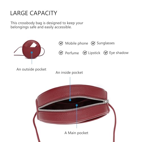 Image of Circle Crossbody Bag for Women NYLON Circle Purse with Zipper Adjustable Knot Shoulder Straps