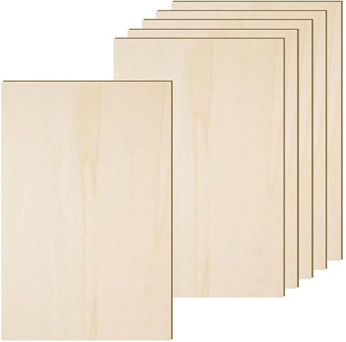 Miniatura 13 de Paquete de 6 hojas de madera de tilo de 10.7 x 7 x 1/4 pulgadas-6mm de grosor para manualidades, hojas de madera contrachapada sin terminar, paneles