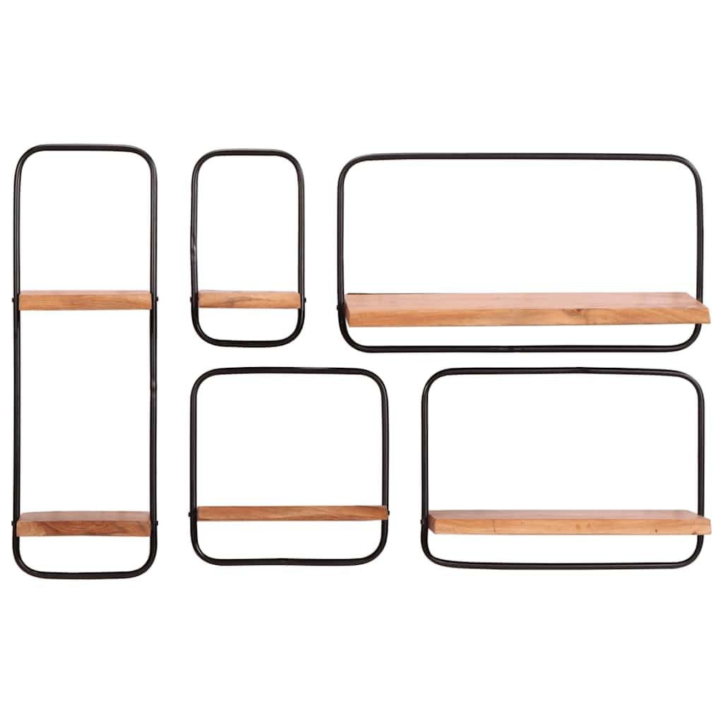 Étagère murale acacia lot de 5 étagères suspendues pour mur vide