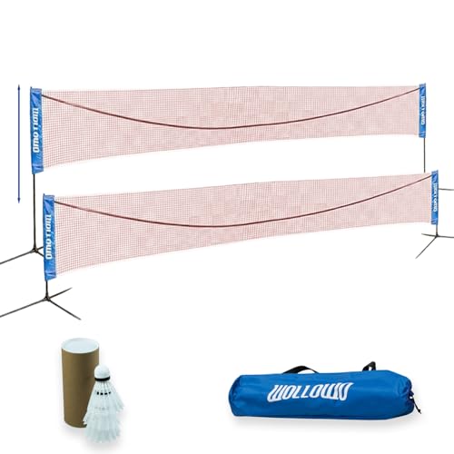 Wollowo 6m Foldable Portable Badminton Volleyball Net Frame Stand, FREE Shuttlecocks and Carry Bag