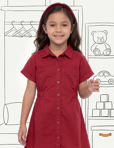 Image of Amazon Brand - Symbol Girl's Cotton Denim Shirt Knee-Length Casual Dress