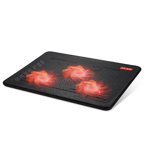 Image of CLAW Breeze C3 Laptop Cooling Pad with 3 Motor Fans, 2 Adjustable Height, with Built-in Dual USB Hub (Black and Red)