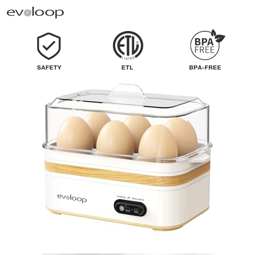 Image of Rapid Egg Cooker Electric 6 Eggs Capacity, Soft, Medium, Hard Boiled, Poacher, Omelet Maker Egg Poacher With Auto Shut-Off, BPA Free-White