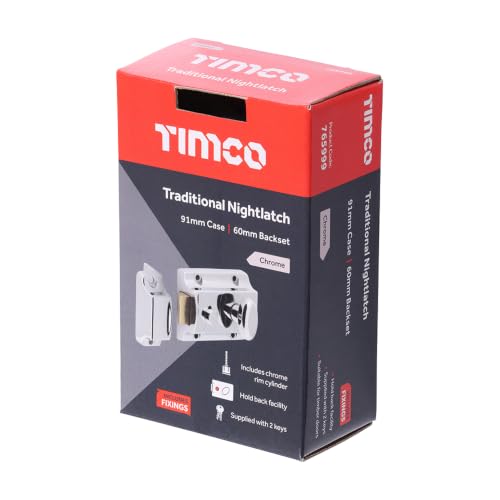 Verrou en applique traditionnel chromé Timco aux finitions soignées