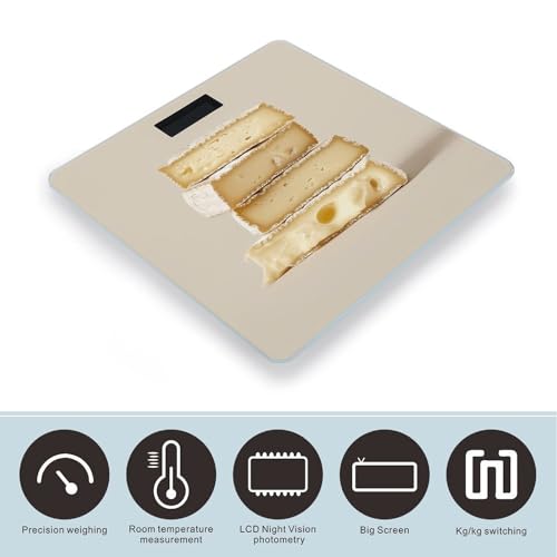 Báscula digital de baño patrón queso blanco con vidrio templado miniatura 3