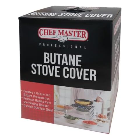 Butane Stove Cover, Premium Stainless Steel, Universal Fit for Any Standard Size Camping Stove, Portable Stove, Ideal for Chef Master Butane Stove, Camping, Outdoor Kitchen Stove by Chef Master 90217 Cover