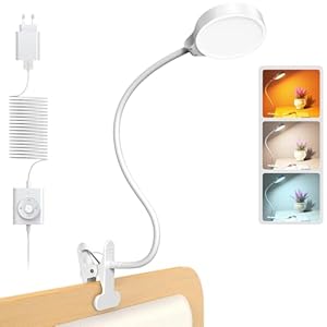 Glocusent 5W Leselampe, 36 LED Leselampe Bett, augenschonende Klemmleuchte, 3 Farb- und 5 Helligkeitsstufen, ansteckbare mit Schwanenhals,CRI 90, perfekte Bettlampe mit USB-Ladegerät (Weiß)