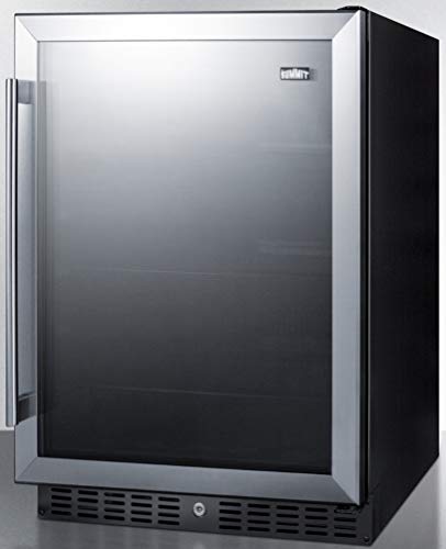 Al57G 24" Ada Compliant Commercial Compact Refrigerator With 4.8 Cu. Ft. Capacity Factory Installed Lock Frost Free Operation Open Door And High Temperature Alarm In Glass Door With Stainless Steel Trim #TOP1